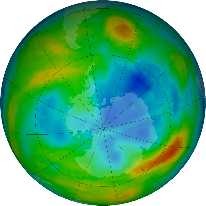 Antarctic ozone map for 02 August 2002